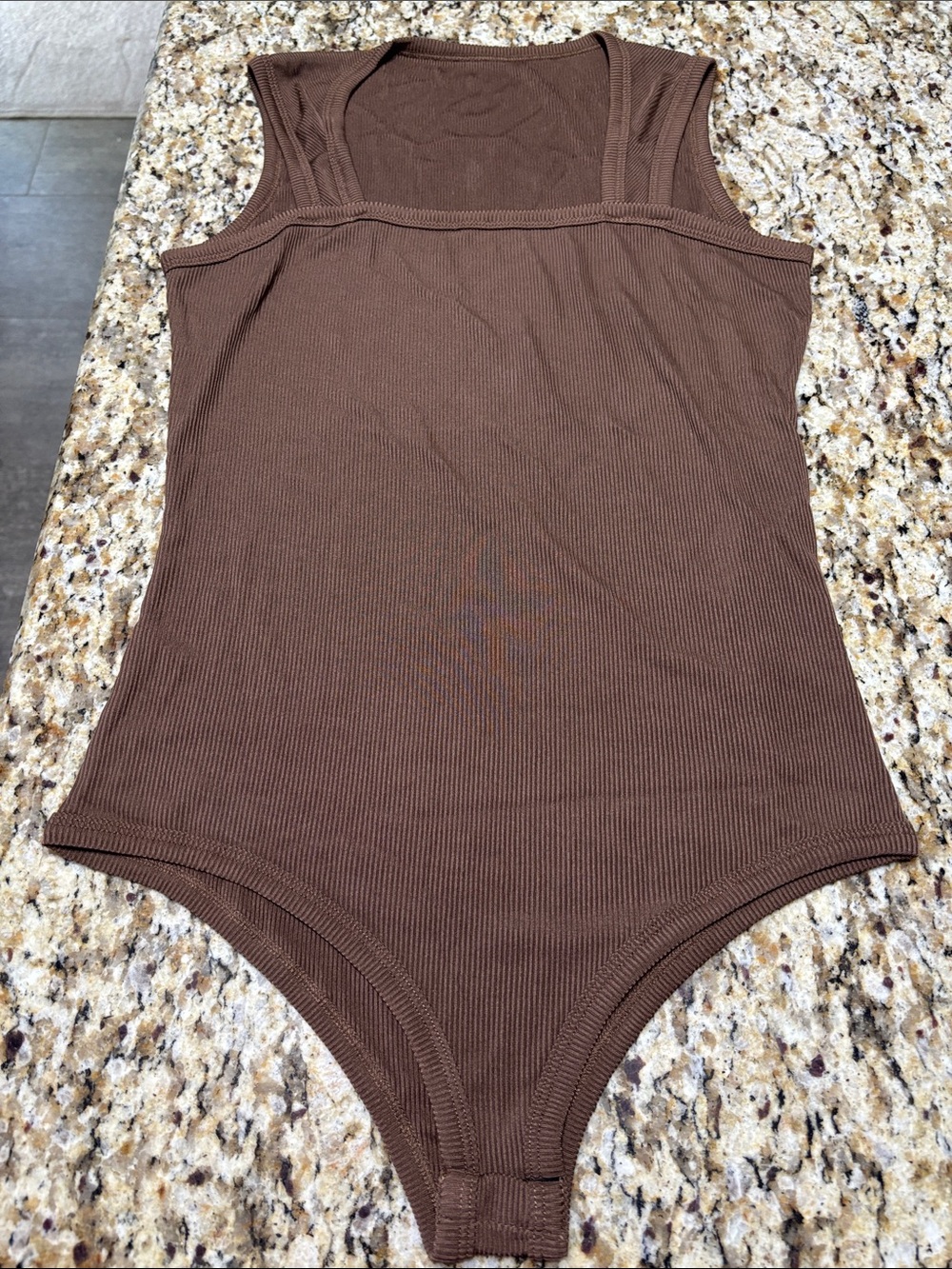 Ribbed Brown Women’s One-Piece Bodysuit